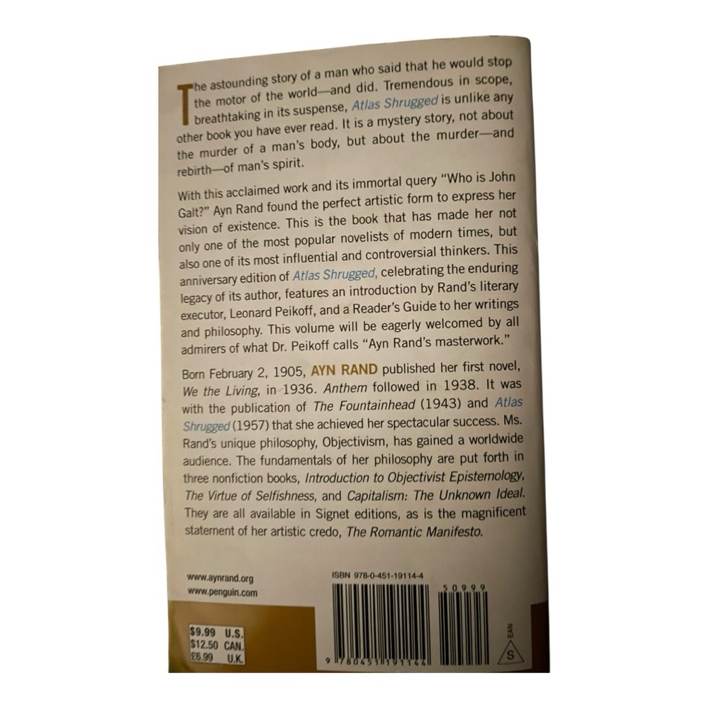 Atlas Shrugged 50th Anniversary Edition by Ayn Rand - Picture 2 of 6